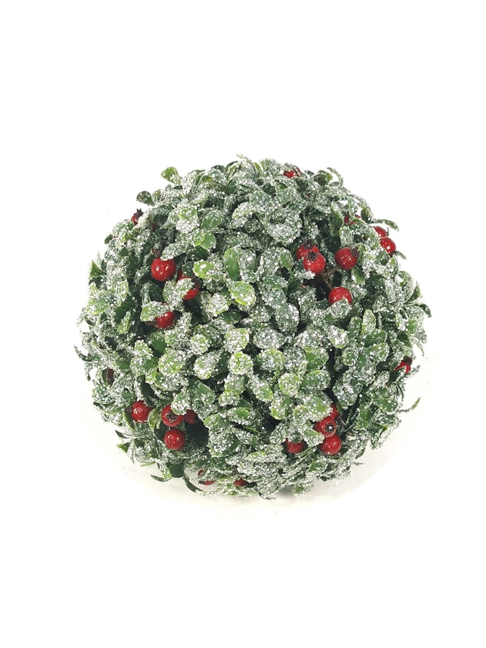 7-Inch Green Glitter Boxwood Ball with Red Berries - 6-Pack, Festive Holiday Decor, Ideal for Christmas Arrangements & Wreaths - Perfect for Home, Office - 2024 Christmas Collection, Floral Home by Artificial Flowers